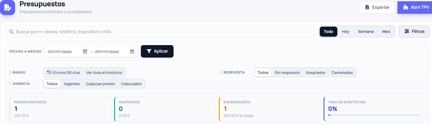 Comprueba el rango de consulta